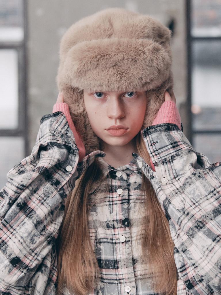 ASIF CALIE Vegan Fur Trapper Hat Beige