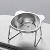 Stainless Steel Raised Cat Bowl with  Elevated Design Tilted Neck Guard Healthy Feeding Shatterproof Bowls for Cats Puppies