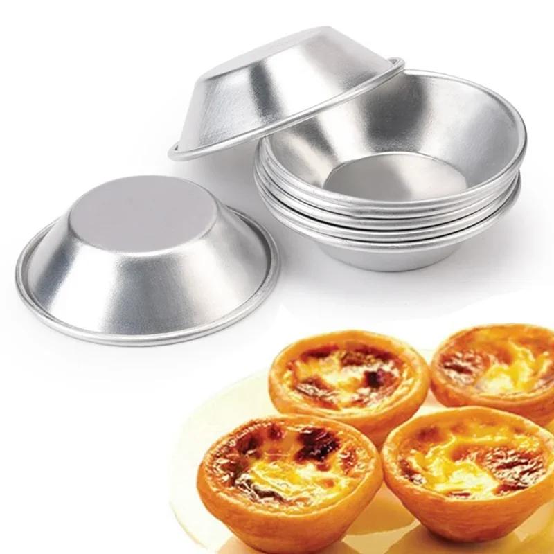 10 stk Kjøkken Bakeform Aluminiumslegering Eggetertekopp Muffinskaker Form For Bakverk Kaker Dessert Mini Muffins Bakeform