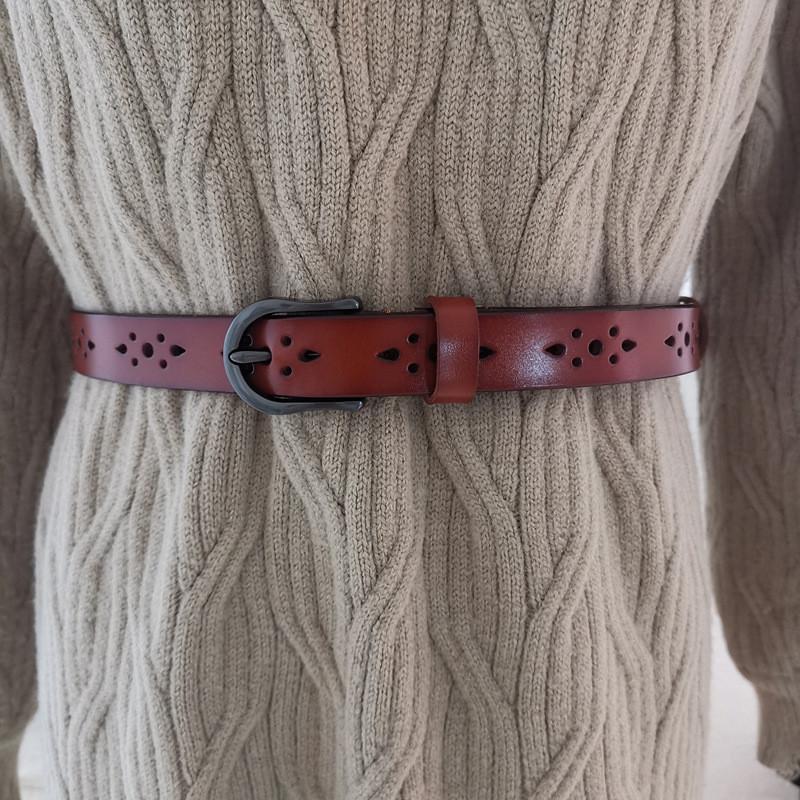 Fashionable Womens Leather Waist Belt With Alloy Closure For Daily Casual Outfits