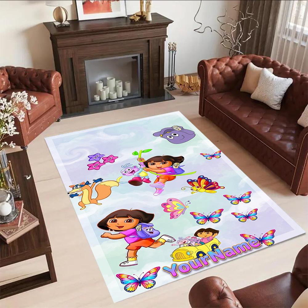 Dora Explorer Customizable Name Floor Rug Office Rug Design for Kitchen Foyer Decorate room Living Rooms Antislip Carpet Anime Office Decor