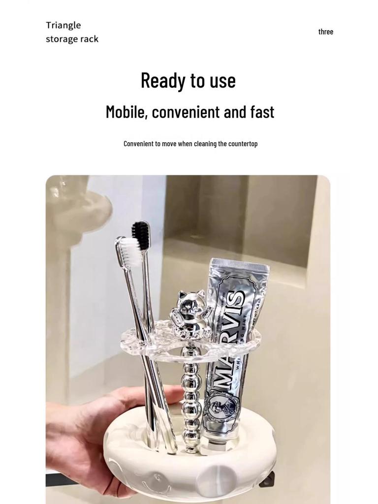 Ceramic Toothbrush & Toothpaste Stand for Vanity