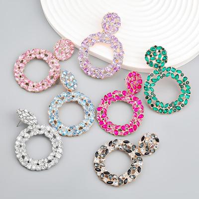 Stylish Multi-Layer Round Colored Diamond Earrings for Women