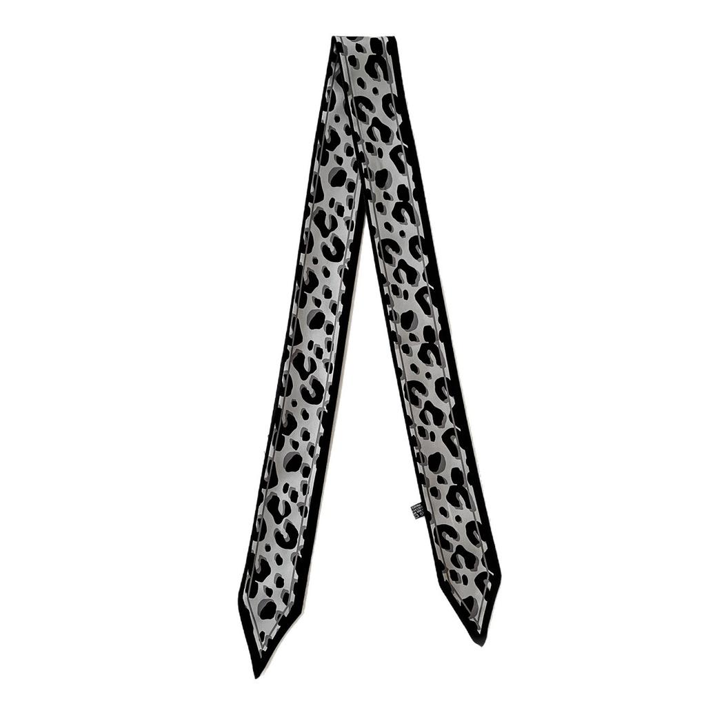 American Double-Sided Leopard Print Pointed Corner Versatile Streamer Fashion Headband Small Scarf Women'S Silk Scarf Streamer Long Scarf