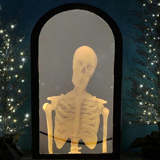 Yousheng Halloweenowe Lustro Ducha LED Nawiedzone Lustro z Hologramem Szkieletu na Halloweenowe Materiały Imprezowe Dekoracja Wewnętrzna Sypialni Kuchni