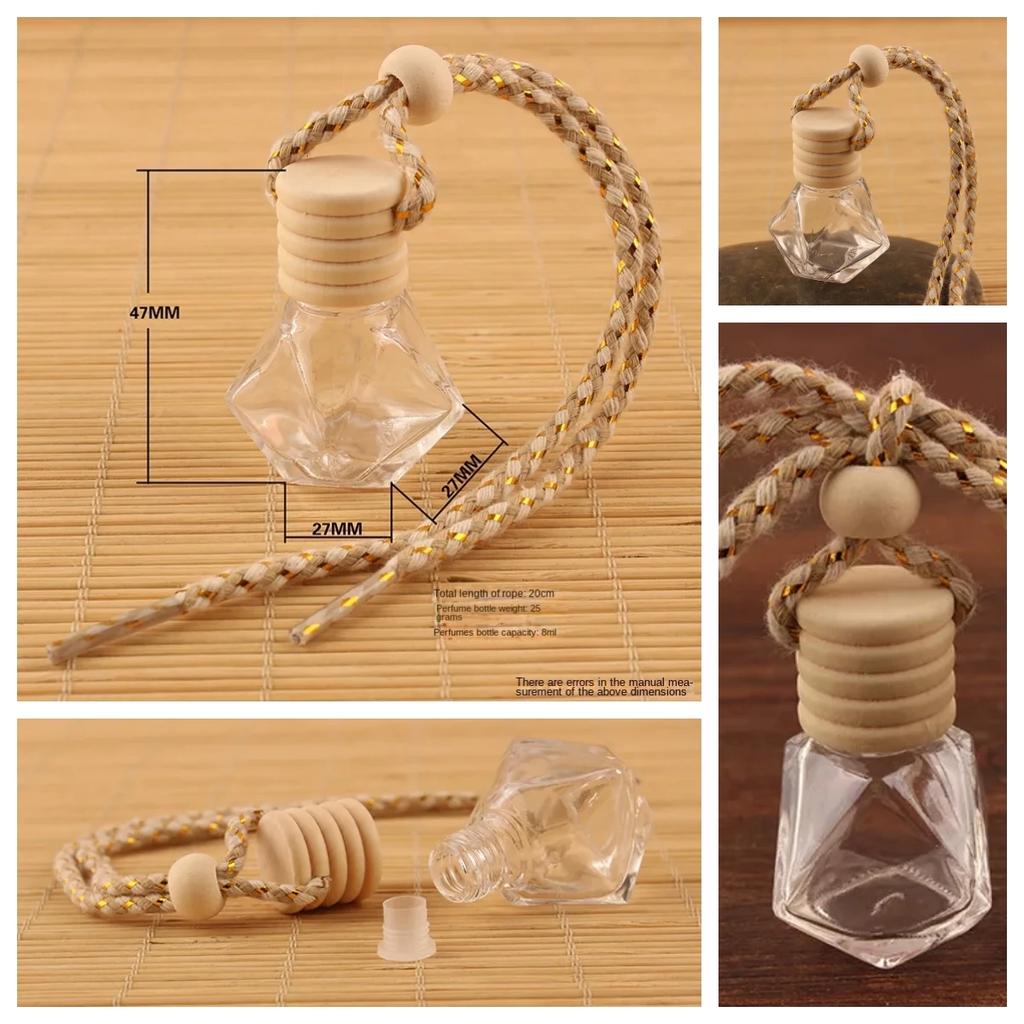 Car Aromatherapy Bottle Pendant Car Diffuser Bottle Empty Car Hanging Glass Bottle Perfume Mini Empty Pendant Aromatherapy