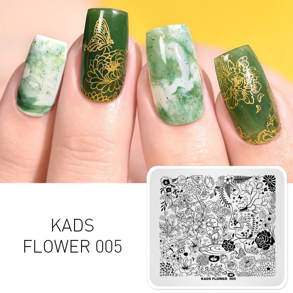 

KADS Flower 005 длинная лоза, кружево, форма цветка, фантастические цветы, штамповочные пластины, штамп для дизайна ногтей, украшения для дизайна ногтей