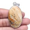Pendant Picture Jasper Gemstone Handicraft Valentine'Day Silver Jewelry 2.25"
