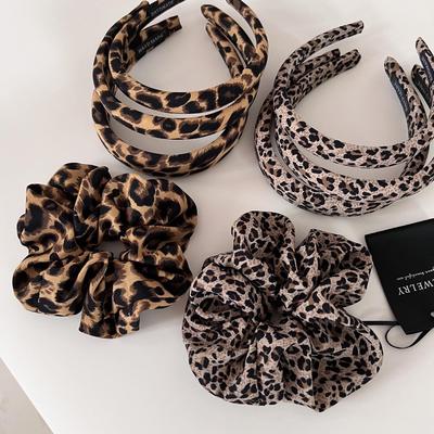 Luxusní retro leopardí potisk Korejská čelenka & Gumička do vlasů