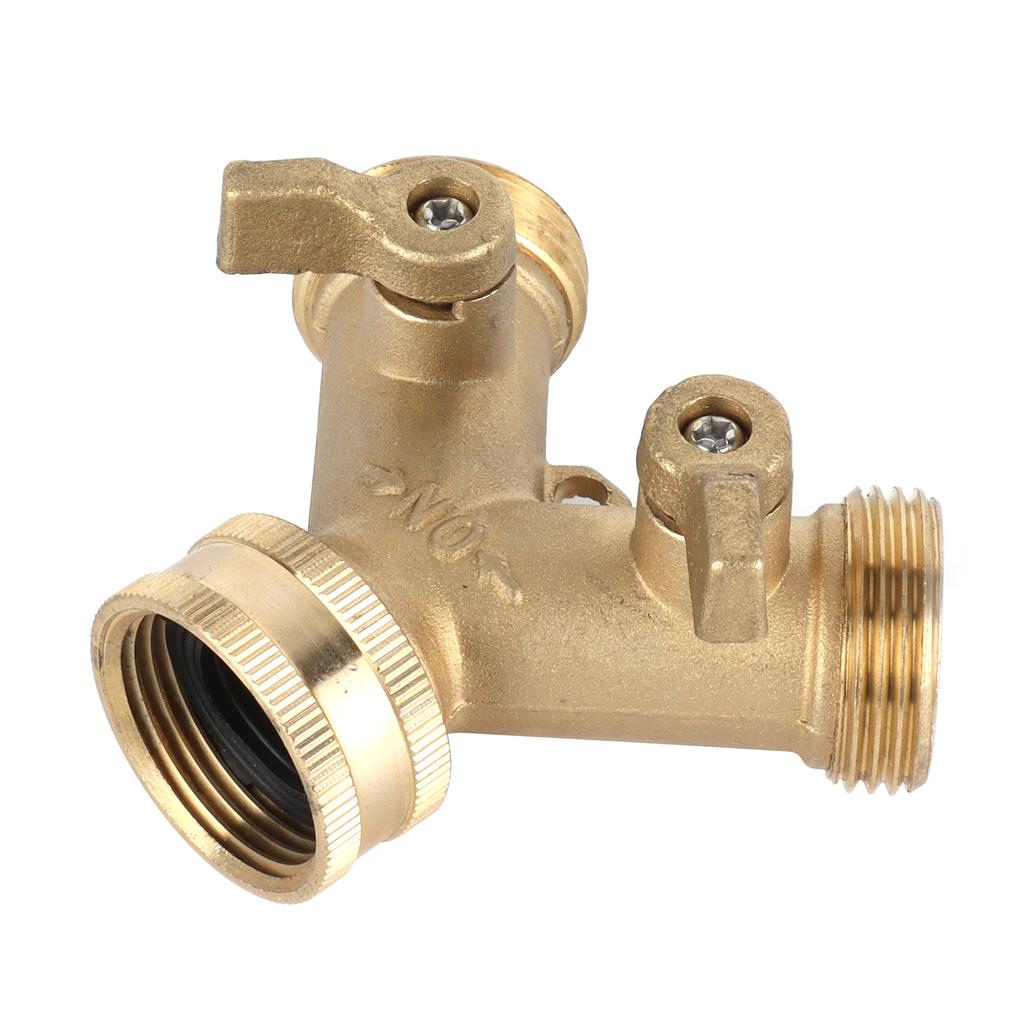 G3 4 Y Shape 2 Way Brass Hose Splitter with Water Faucet Ball Valve for Garden Greenhouse
