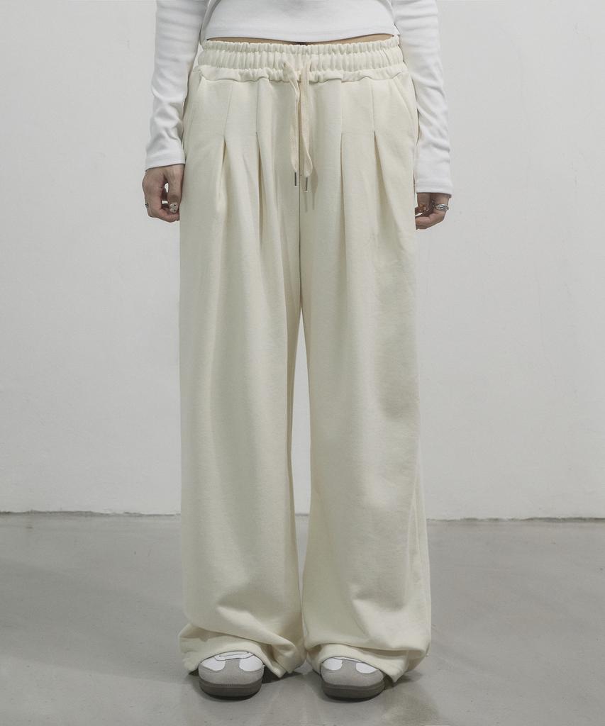 CHICKS Muir Double-Pleat Wide Pants Cream