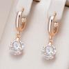 Rose Gold Color Drop Earrings For Women Fashion White Natural Zircon Accessories Daily Fine Jewelry Crystal Gift
