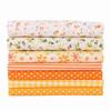 7Pcs Orange floral print Cotton Fabric Pure cotton material Fabric Scrap  Patchwork production