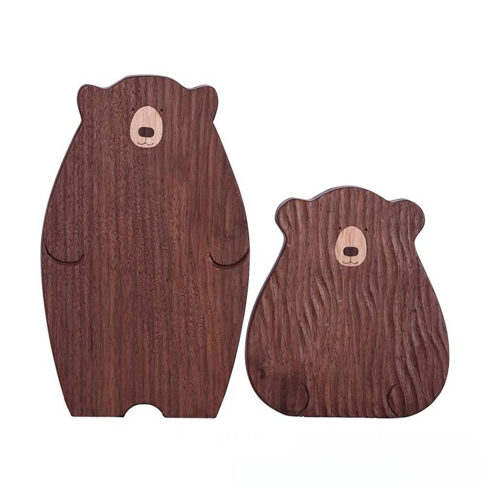 1PC Kitchen Cutting Board 30*22*1.5CM Walnut Wood Cutting Board Double Sided Small-Bear Design Modern Minimalist Chopping Board