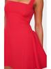 Women's Sleeveless Square Neck Cinched Waist Mini Flared Party Dress