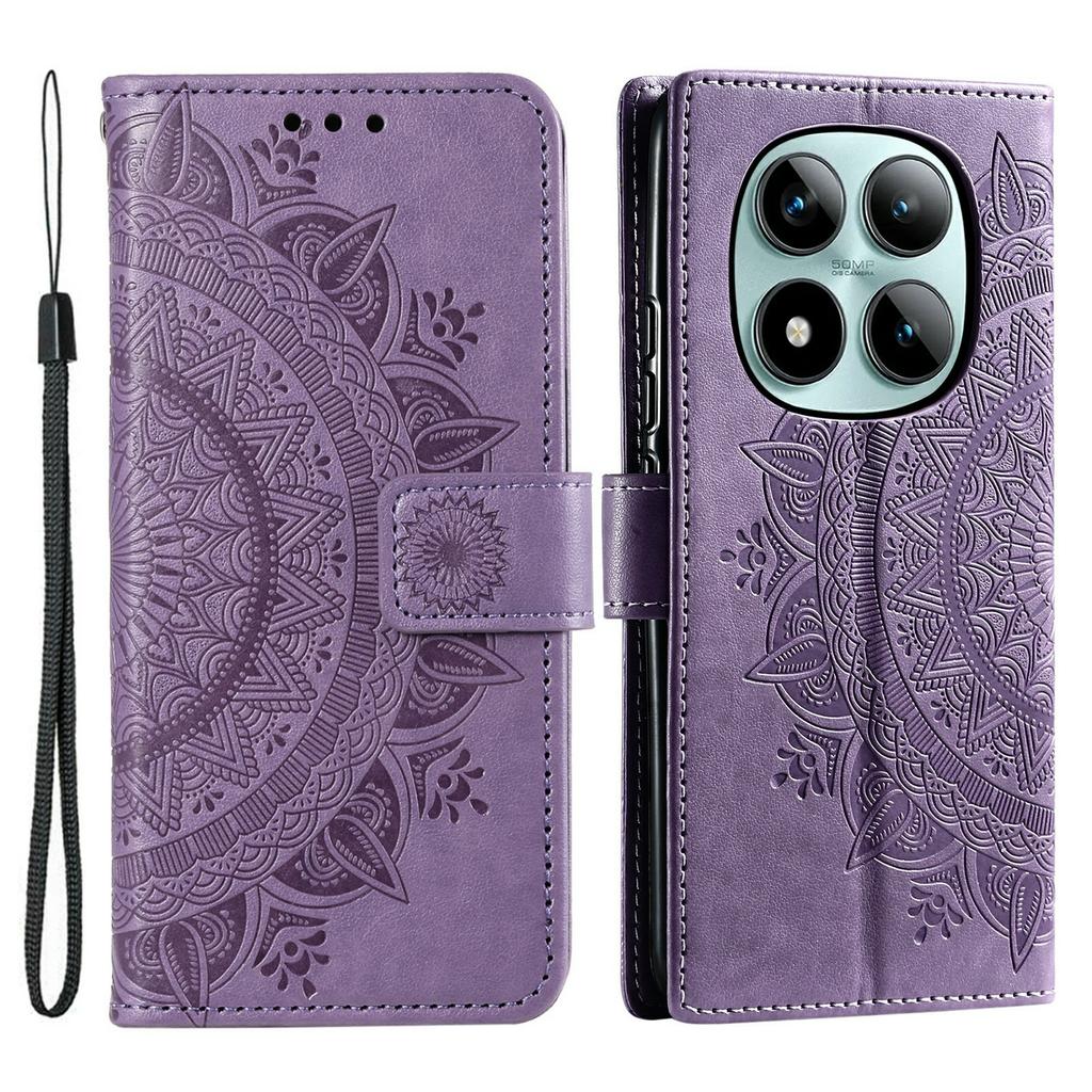 For Xiaomi Poco M8 Pro 5G/Redmi Note 15 Pro+ 5G (Global) Stand Case Imprinted Totem PU Leather Wallet Phone Cover with Wrist Strap