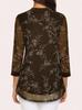 Women's European & American V-neck 3/4 Sleeve Printed Chiffon Loose Plus Size Top