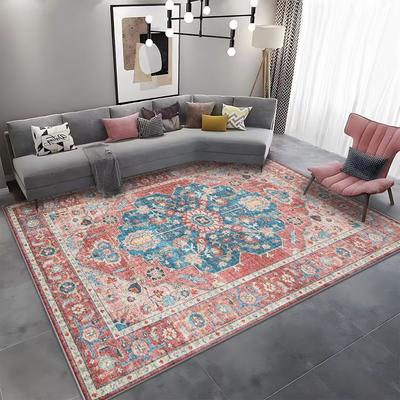 Alfombra de dormitorio persa roja Alfombrillas de baño para sala de estar Alfombras boho decorativas para el hogar Alfombra de área lavable Alfombrillas antideslizantes para el suelo