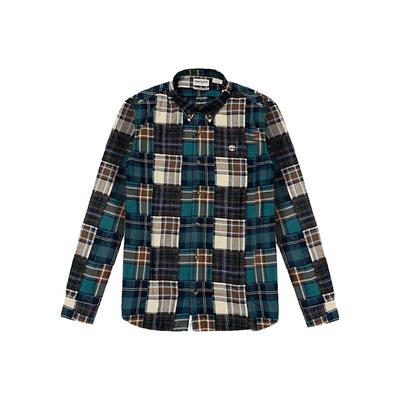 Urban Outdoor Series Casual Plaid Embroidered Long Sleeve Shirt Men Shirts Ocean-Blue A2F4P-AS6