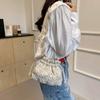 Women Puffer Bucket Bag Detachable Strap Drawstring Shoulder Bags Solid Color Soft Padding Handbag for Outdoor Travel