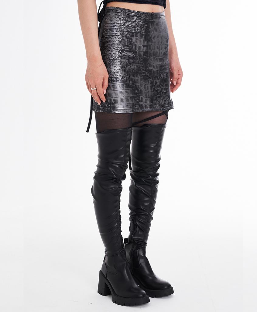 Assei Python Print Mini Skirt (Black)