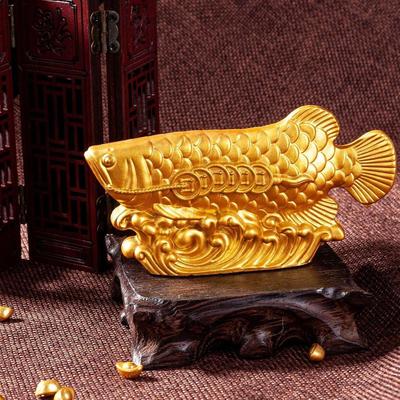 Feng Shui Reichtum Arowana Fisch Gold Drachen Statue Kunsthandwerk Wohlstand Skulptur für Schlafzimmer