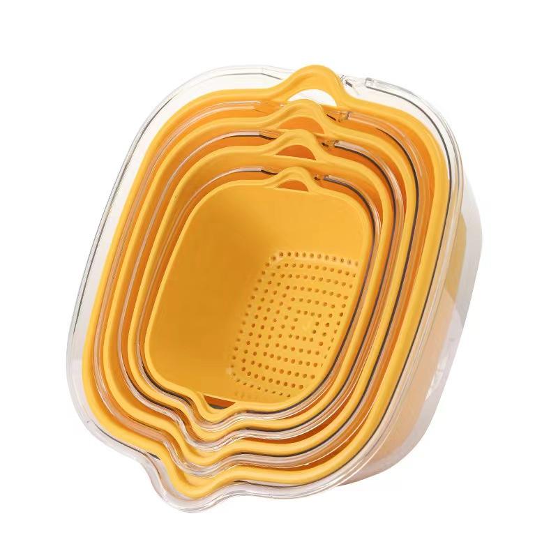 Vegetable Strainer Colander Kitchen Storage Tool Collapsible Drainer Silicone Drain Basket Fruit Vegetable Washing Basket оранжевый