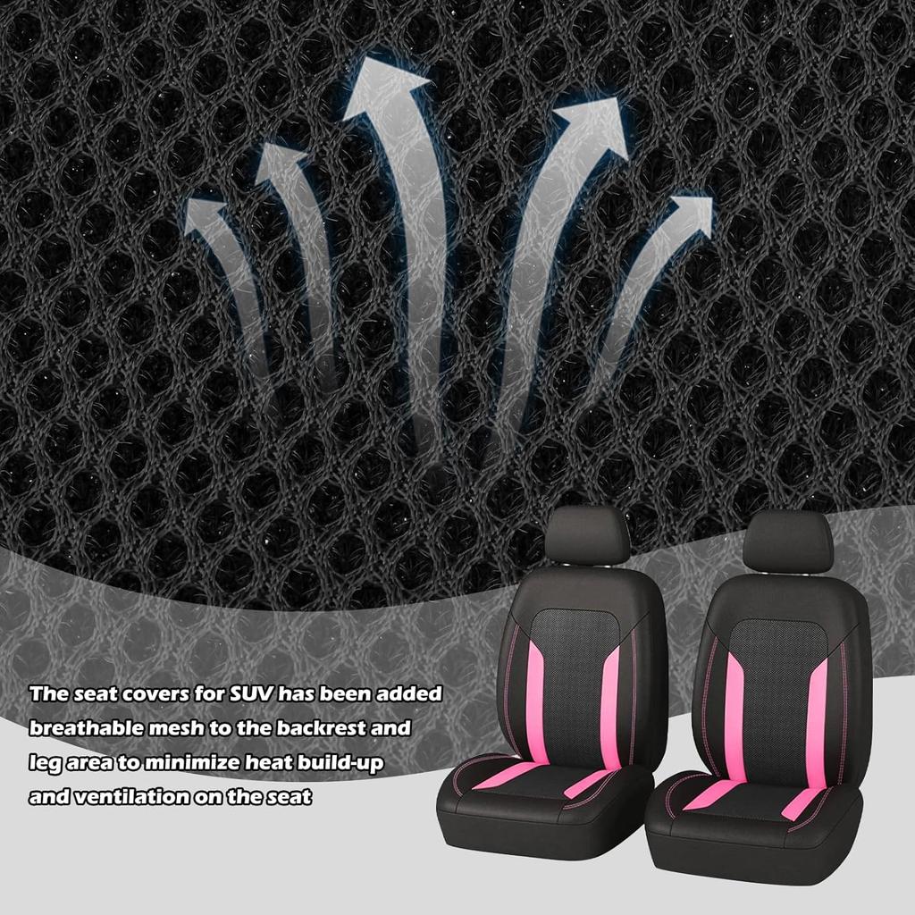 2 Pack Universal Car Seat Cover With Breathable Mesh Backrest,Comfortable Car Seat Protector With Foam Padding And Retaining Buckle,Highly Elastic