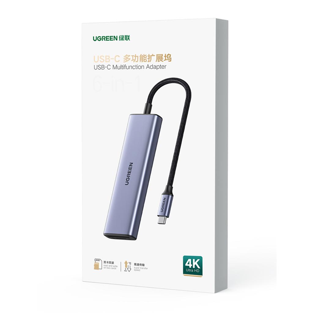 6in1 HUB Adapter USB-C - HDMI / USB-A / SD TF Card Reader - Gray