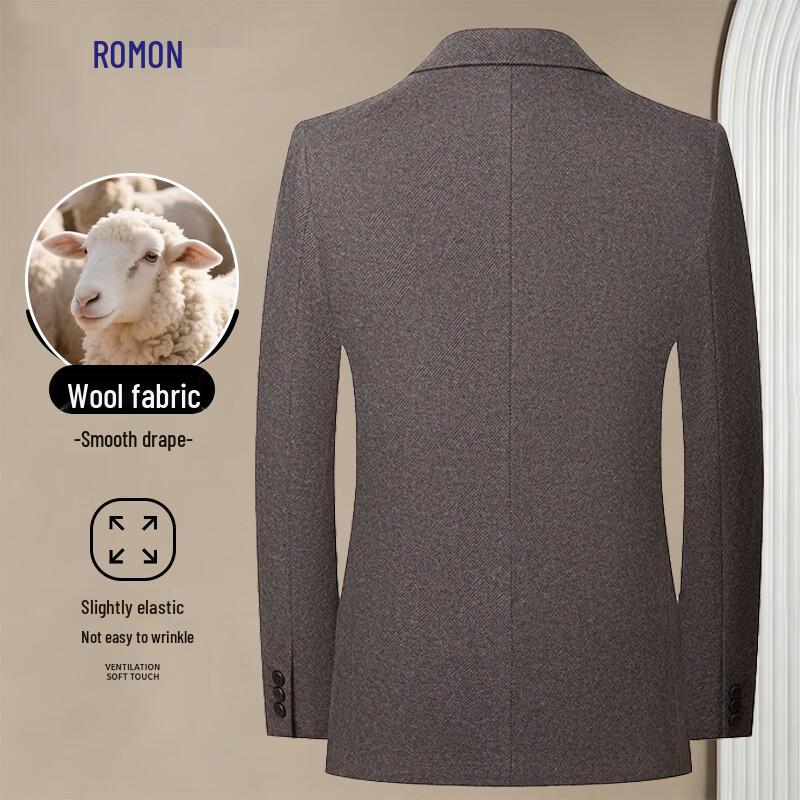 ROMON Men's Wool Blend Wrinkle-Resistant Striped Suit Jacket