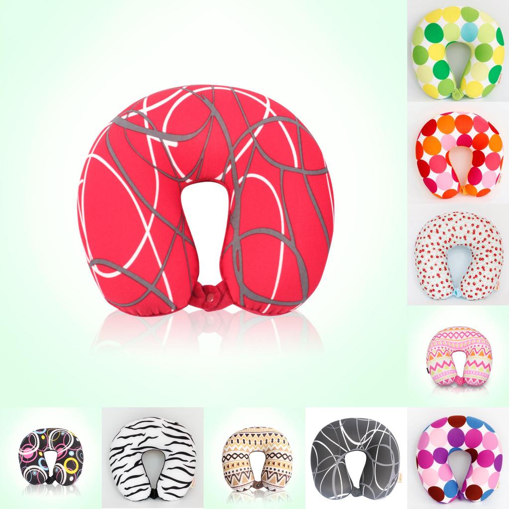U Shape Travel Pillow With Printed Design For Adults Comfort And Support