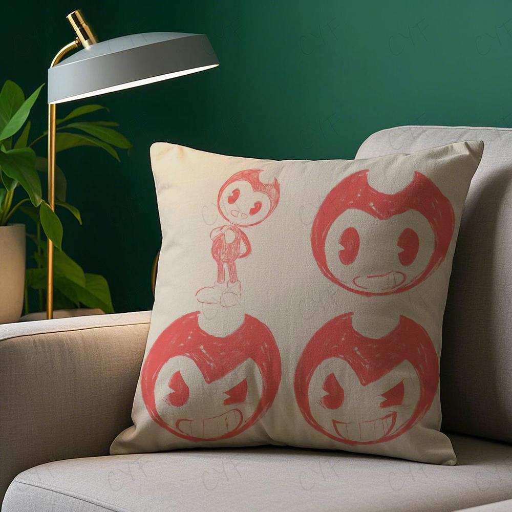 Game B-Bendy and the Ink M-Machine Pillow Case Pillowcase Anti-dustmite Pillow Invisible zipper silky short plush Sofa cushion c