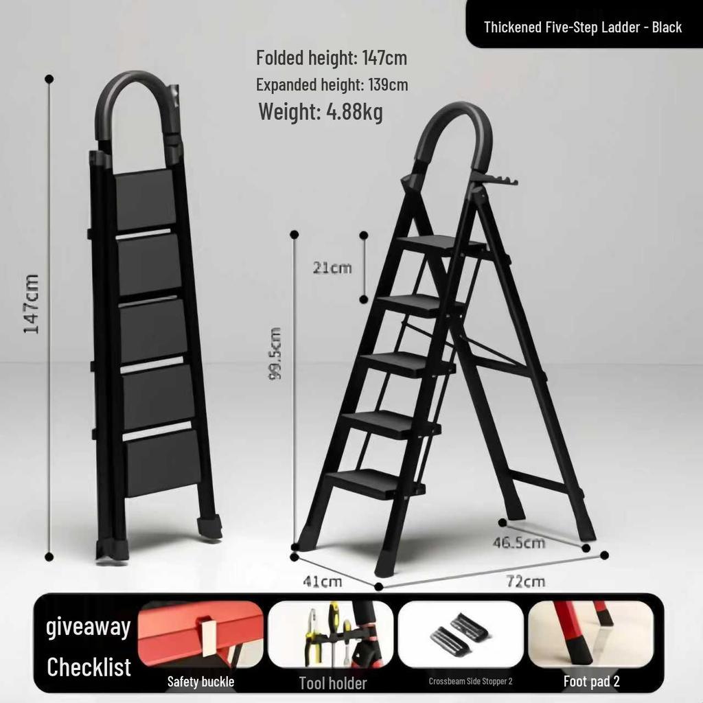 Housewarming Joy Portable Folding A-frame Ladder, Carbon Steel, 4-5 Steps
