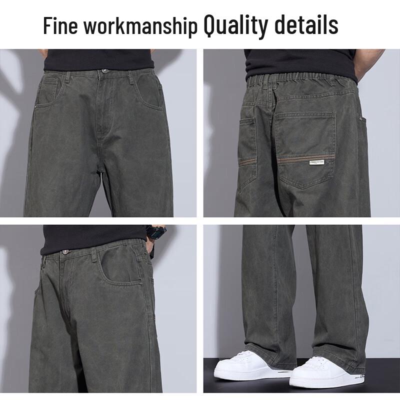 Jeep Men's Pure Cotton Loose Straight-Leg Casual Pants
