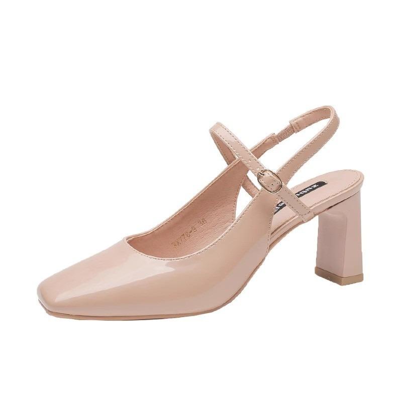 Mary Jane sandals women's thick heel new minimalist pink summer empty square head high heels women