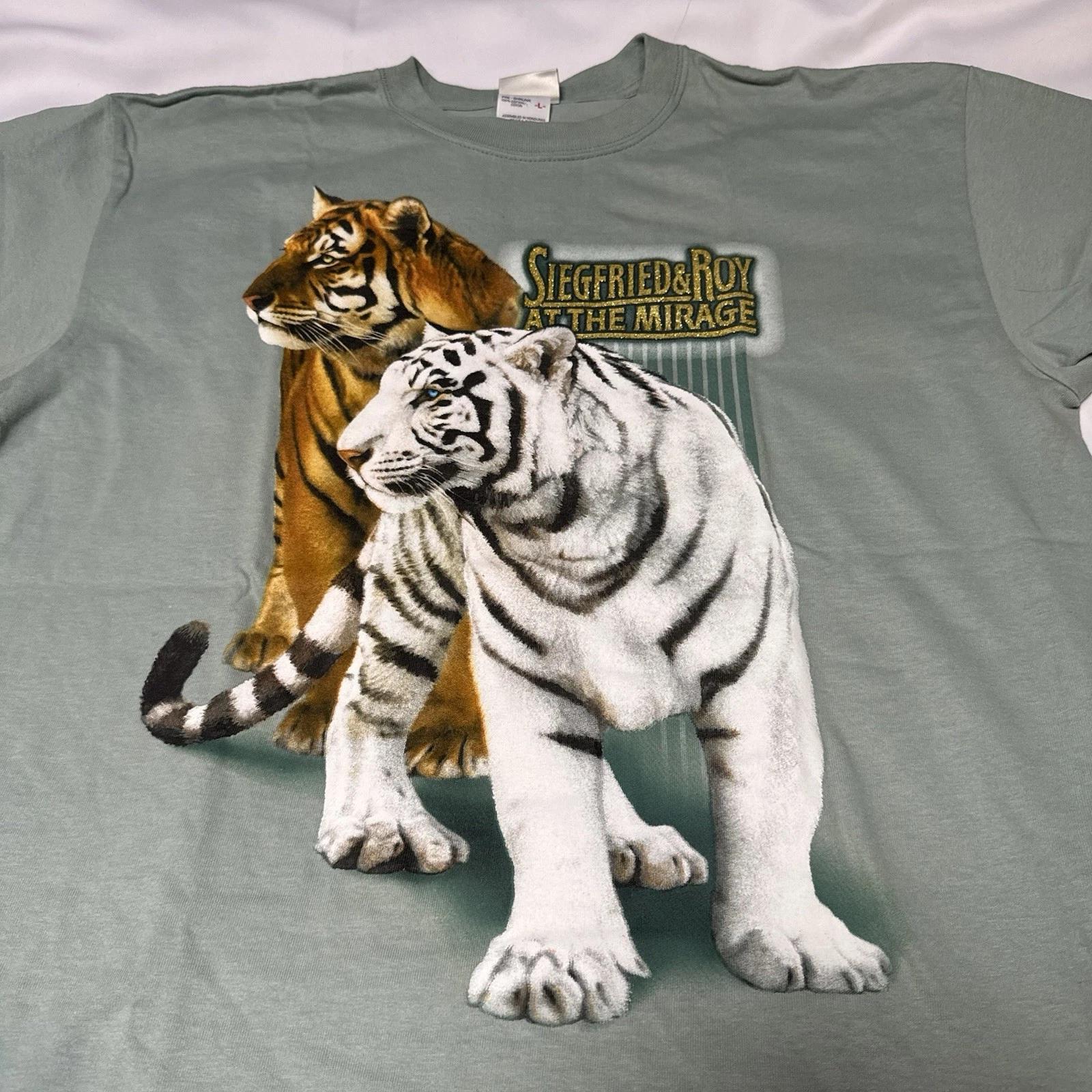 Rare Vintage 1990s Siegfried & Roy At The Mirage Casino Las Vegas T-T-Shirt Large 2XL
