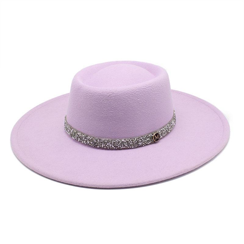 9.5Cm Brim Wool M Standard Diamond Felt Hat Concave And Convex Top Men'S And Women'S Top Hats Wide Brim Felt Hat