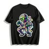 Neon Mummy Print Casual Top Retro Spooky Graphic Tee Pure Cotton T-shirt