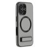 For iPhone 16 Kickstand Case Compatible with MagSafe PC+TPU+PU Phone Back Cover