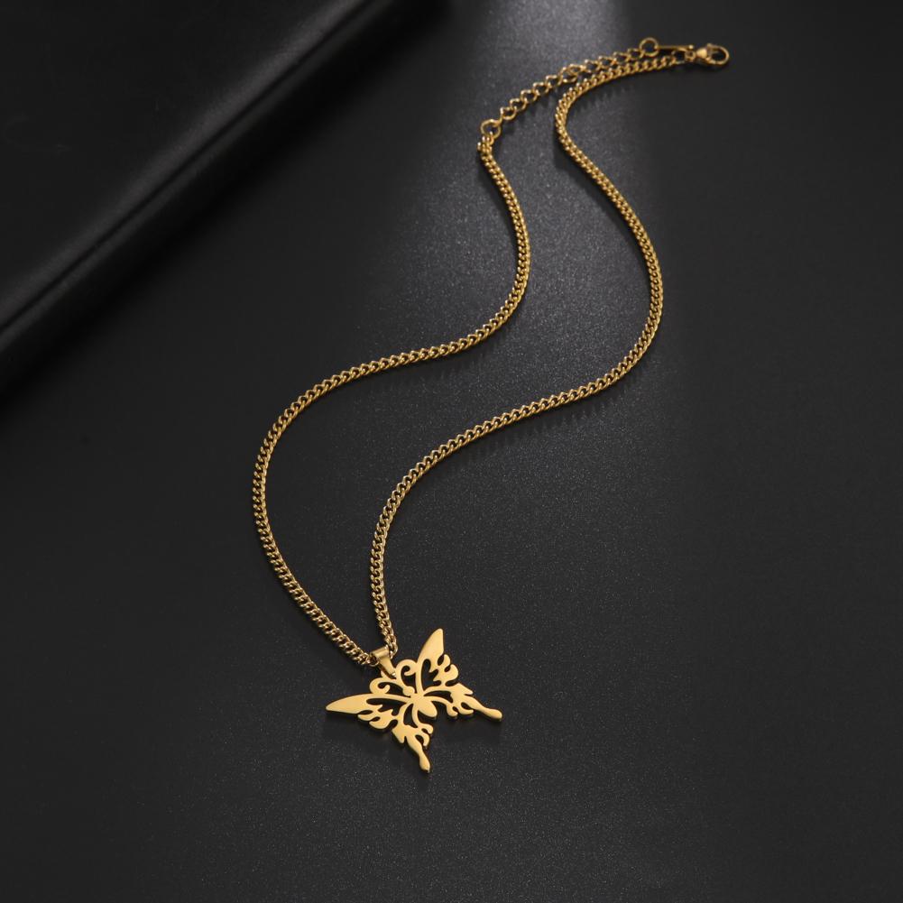Trend Butterfly Hollow Pendant Necklace for Women Choker Stainless Steel Necklace Jewelry Mother's Day Gifts
