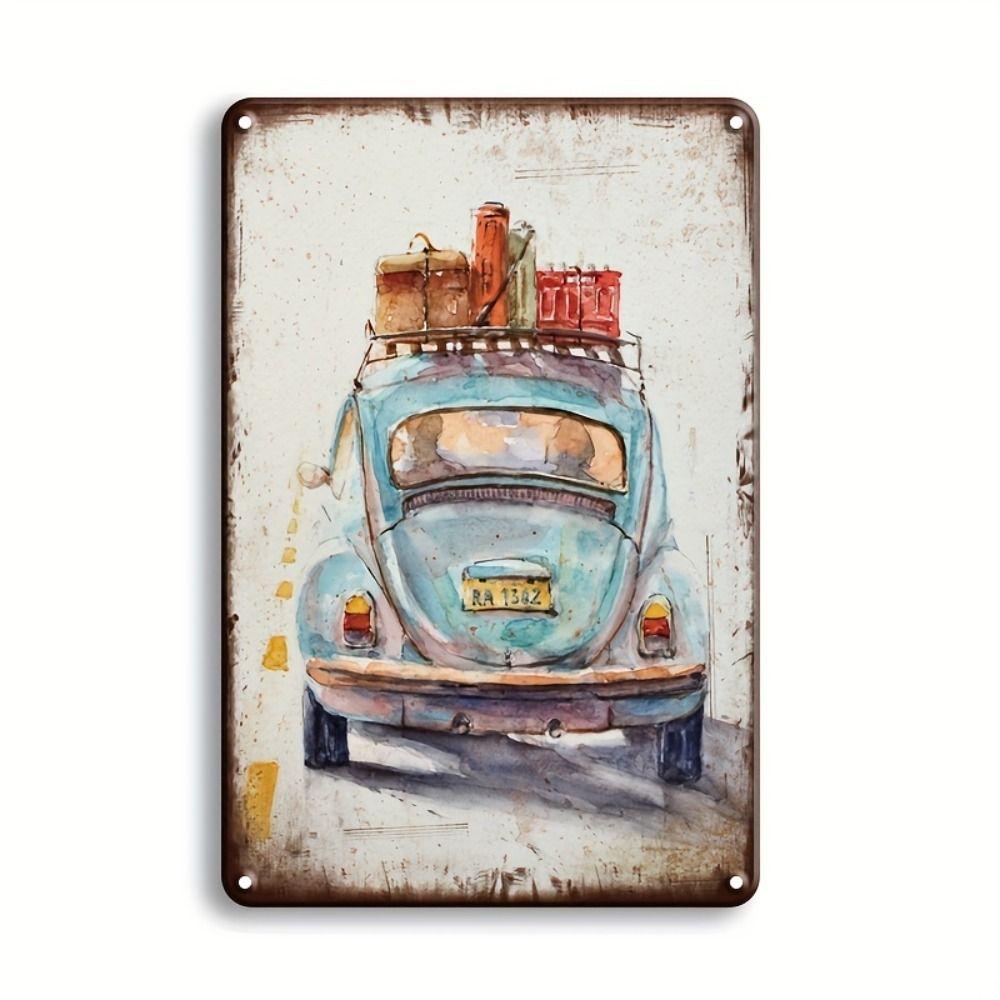 Vintage Metal Car Sign Decor Gift For Auto Lovers Garage Wall Art