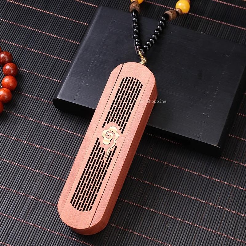 

Double Layer Burning Incense Storage Incense Stick Box/Wooden Censer Engraved Hollow Pattern Travel Portable Incense Burner