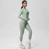 Quick Drying Nude Fitness Zipper Jacket Set, Tight Fitting High Waist And Hip Lifting Yoga Outdoor Running Sports Set, Two-Piece Set For Women