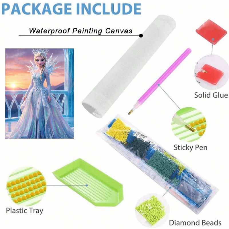 Disney Diamond Art Painting Kit  Elsa Sparkling Ice Queen Craft, Home Wall Decor, Handmade Gift