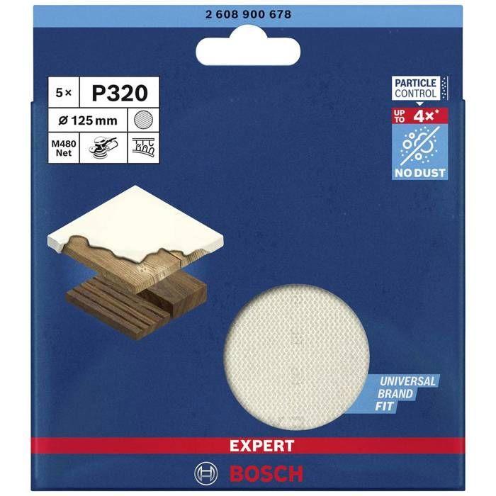 Bosch Accessories EXPERT M480 2608900678 Grille abrasive pour ponceuse excentrique non perforé Grain 320 (Ø) 125 mm 5 p