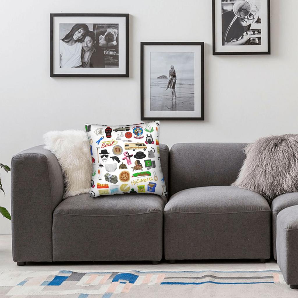 Breaking Bad collage drawing Square Pillow Cases  Cushion Cover Novelty Zipper Decor Pillowcase for Car 40x40cm