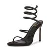 Fashion Fashion Summer Snake Twine Around Crystal Women Sandals Luxury Rhinestones Thin High Heels Gladiator Sandals Party Prom Shoes