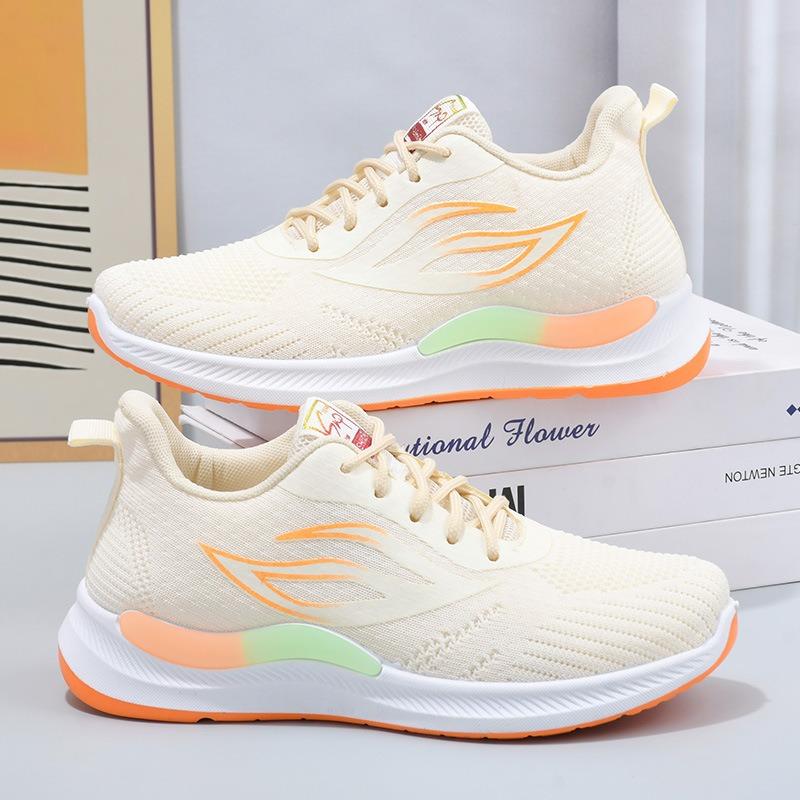 Women‘s Shoes Woven Breathable Mesh Sports Casual Student Block Heel.