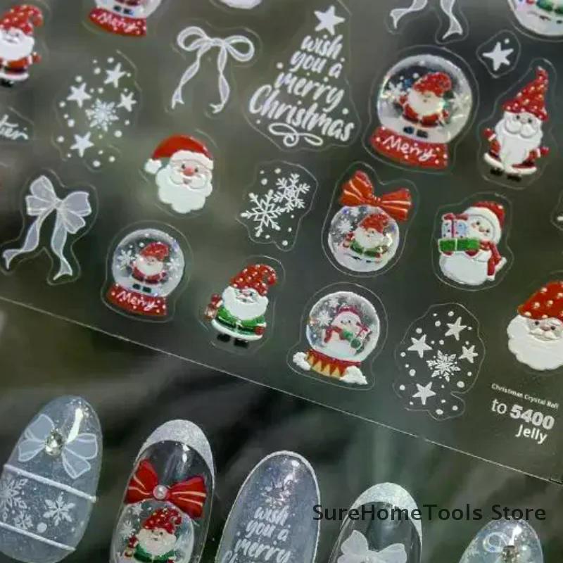 Christmas Snowman Nail Art Stickers Winter Fresh Nail Stickers White Snow Crystal Ball Ornament Stickers