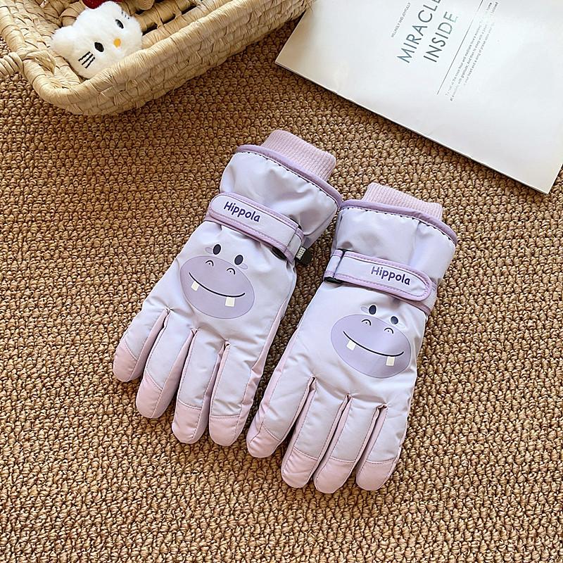 Ski gloves female cute warm velvet thickened windproof and cold couple warm gloves